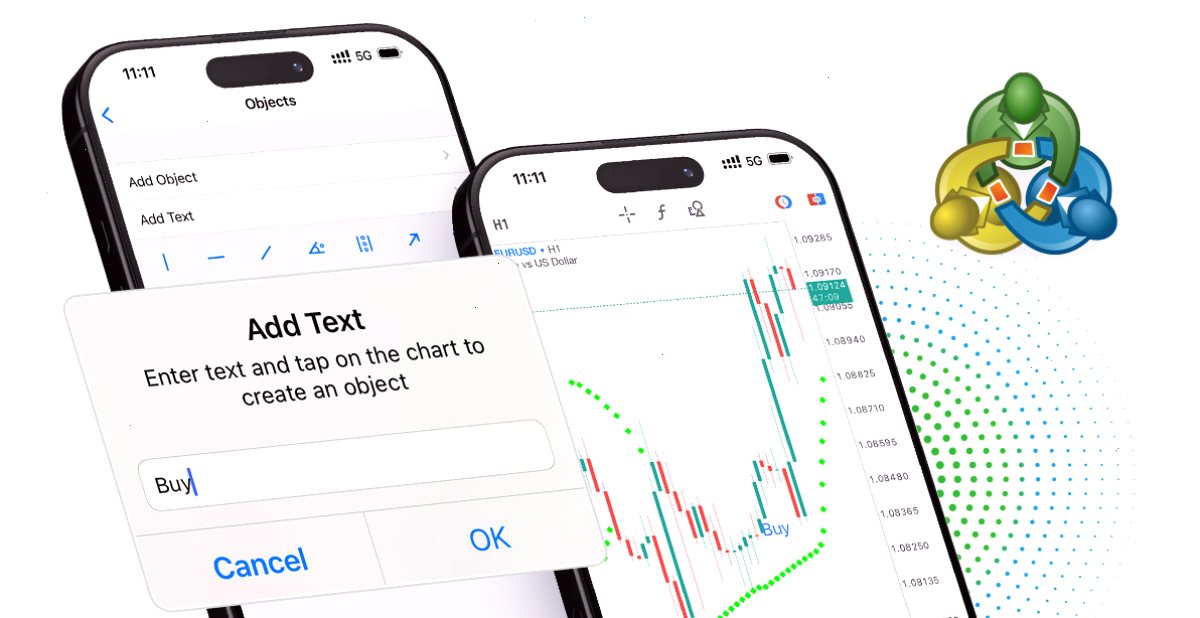 MetaTrader 5 iPhone/iPad：标尺、图表的文本对象和柱形计时器（封面配图）